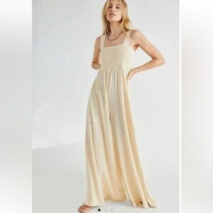 FP Beach | Homecoming Linen Blend Jumpsuit Extra Wide Leg, Cream